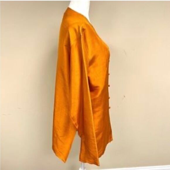 Anne Pinkerton longline raw silk orange tunic Sz S - Picture 6 of 9